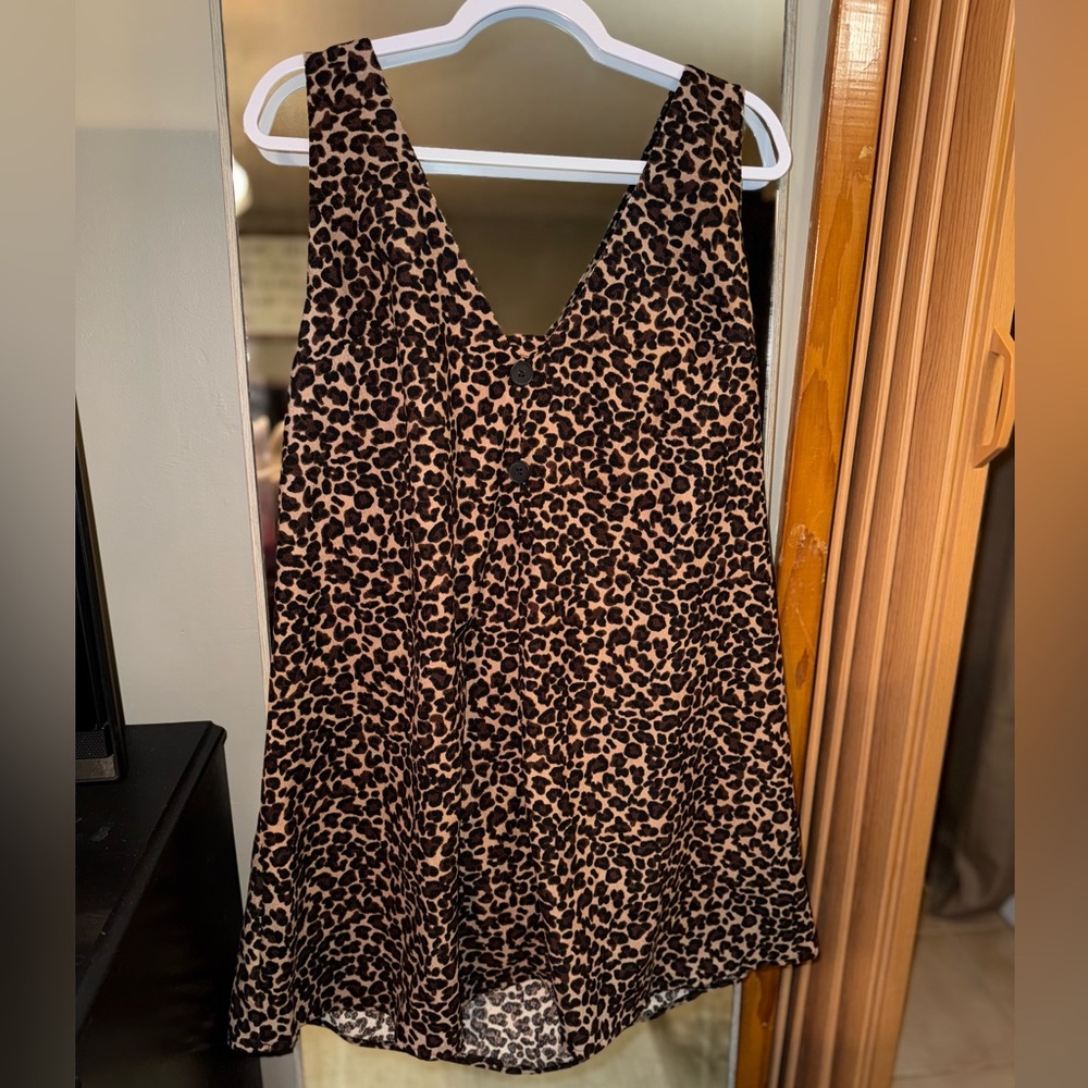 Leopard Print corduroy Sleeveless Dress